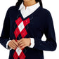 Tommy Hilfiger Women's Cotton Argyle Print Layered Look Sweater Blue Size X-Small