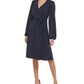 Tommy Hilfiger Women's Faux Wrap Blouson Sleeve Midi Dress Blue Size 8