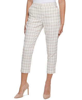 Tommy Hilfiger Women's Plaid Ankle Pants Brown Size 6