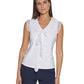 Tommy Hilfiger Women's Mixed Media Ruffle Top White Size Medium