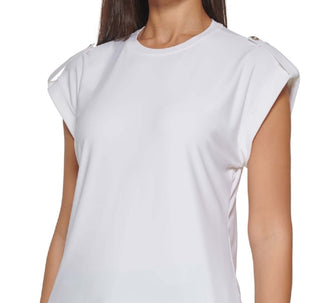 Tommy Hilfiger Women's Cap Sleeve Epaulet Top White Size X-Small