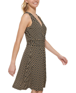 Tommy Hilfiger Women's Geo Print Jersey Dress Black Size 6