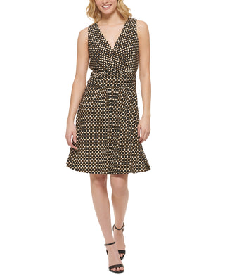 Tommy Hilfiger Women's Geo Print Jersey Dress Black Size 6