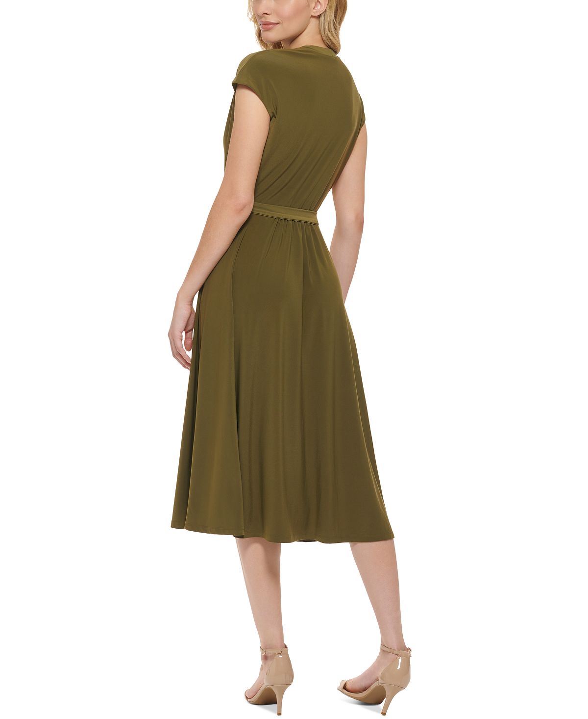 Tommy Hilfiger Women's Faux Wrap Jersey Midi Dress Green Size 6