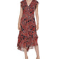 Tommy Hilfiger Women's Paisley Flutter Sleeve Dress Red Size 14