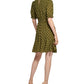 Tommy Hilfiger Women's Polka Dot Mock Neck Dress Green Size 14