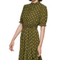 Tommy Hilfiger Women's Polka Dot Mock Neck Dress Green Size 14
