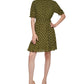 Tommy Hilfiger Women's Polka Dot Mock Neck Dress Green Size 14