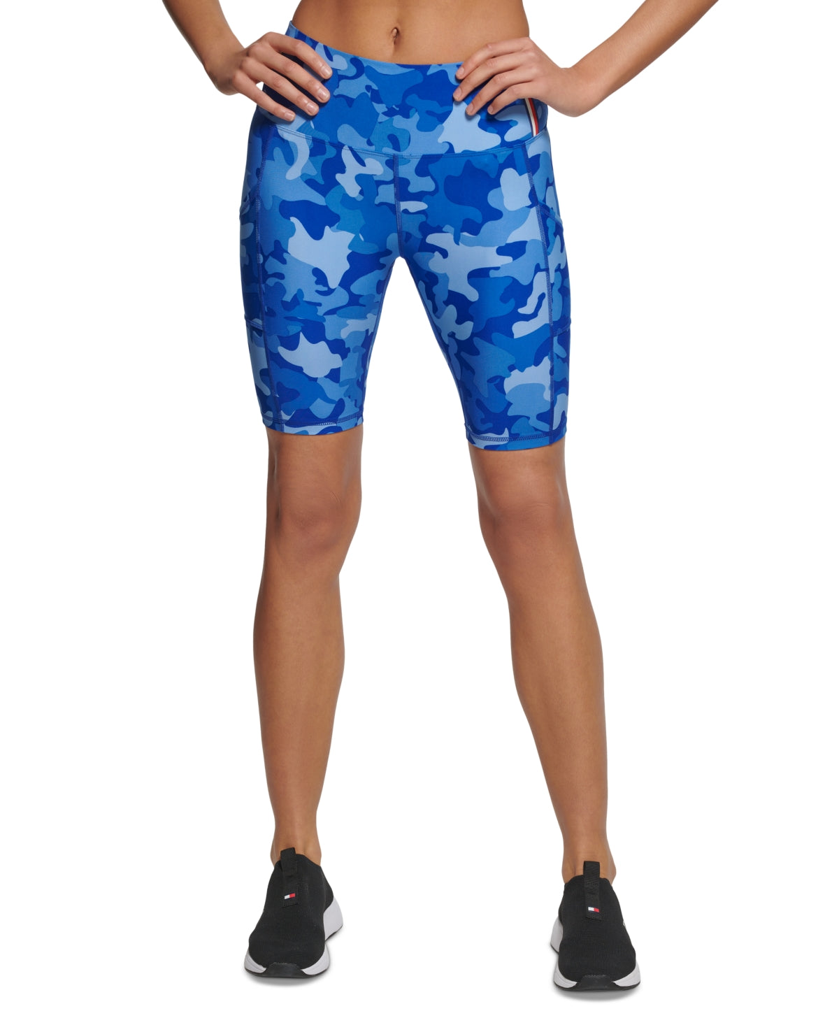 Tommy Hilfiger Women's Camo Bike Shorts Blue Size Large