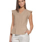 Tommy Hilfiger Women's Crinkled Ruffled Smocked Blouse Brown Size X-Large