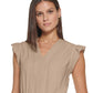 Tommy Hilfiger Women's Crinkled Ruffled Smocked Blouse Brown Size X-Large