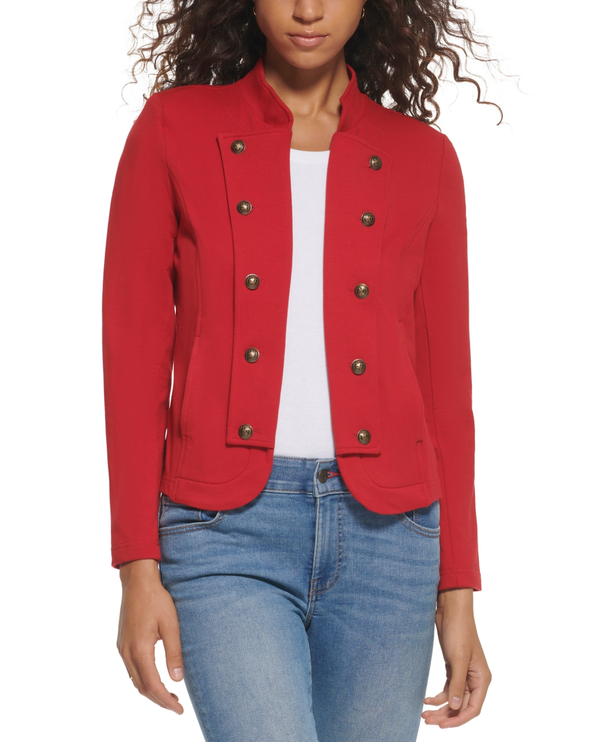 Tommy Hilfiger Women's Military Band Jacket Red Size Large