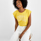 Tommy Hilfiger Women's Sleeveless Logo Muscle T-Shirt Yellow Size X-Large