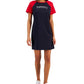 Tommy Hilfiger Women's Colorblocked Metallic Logo Dress Blue Size Large