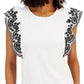 Tommy Hilfiger Women's Cotton Eyelet Flutter Sleeve Top White Size Medium