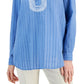 Tommy Hilfiger Women's Embroidered Textured Tunic Top Blue Size Small