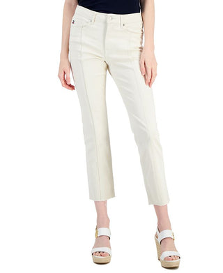 Tommy Hilfiger Women's Tribeca Raw Hem Front Seam Jeans White Size 14