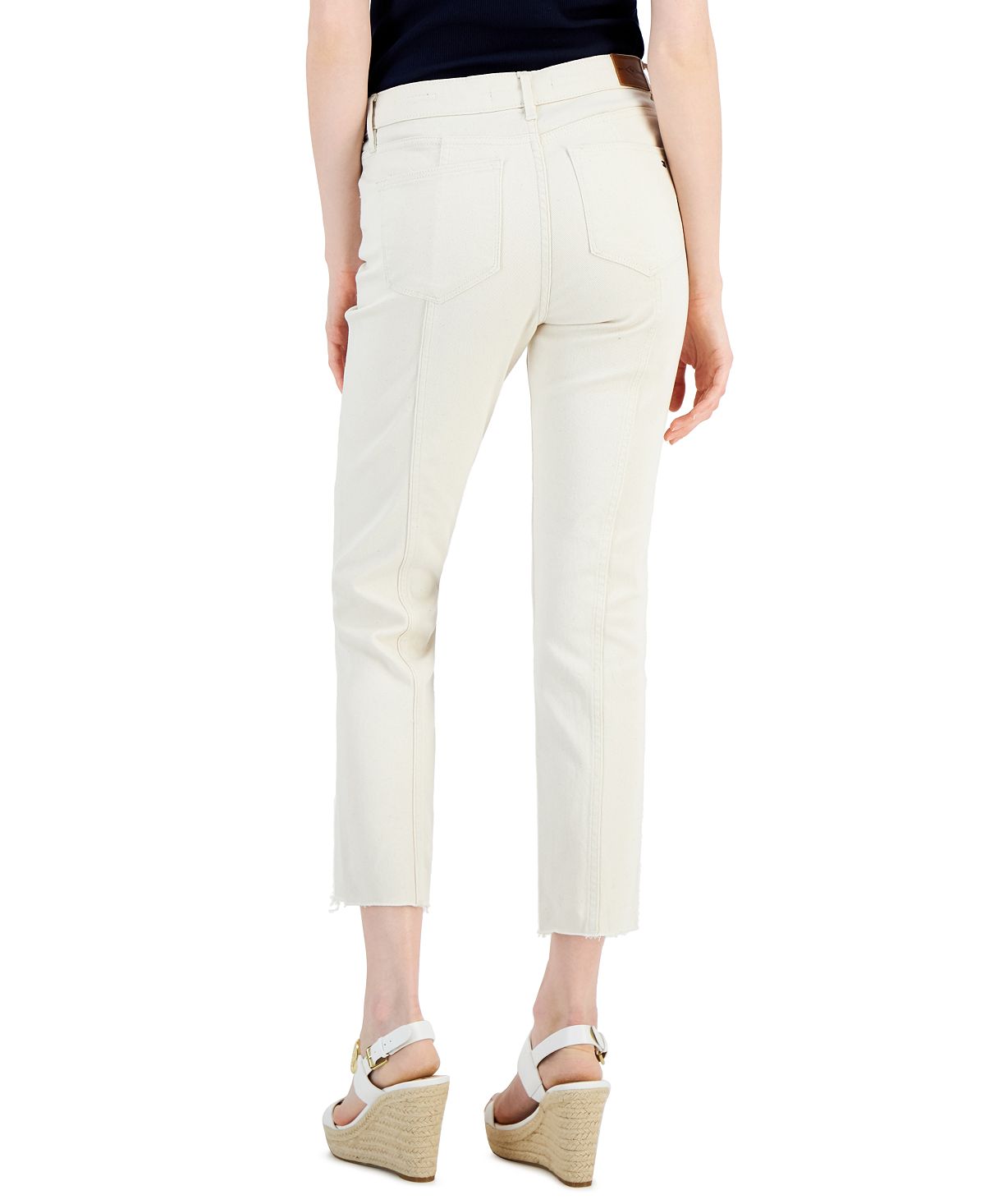 Tommy Hilfiger Women's Tribeca Raw Hem Front Seam Jeans White Size 14