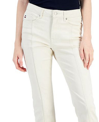Tommy Hilfiger Women's Tribeca Raw Hem Front Seam Jeans White Size 14