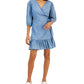Tommy Hilfiger Women's Chambray Wrap Dress Blue Size Small