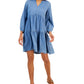 Tommy Hilfiger Women's Tiered Dress Blue Size Medium