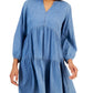 Tommy Hilfiger Women's Tiered Dress Blue Size Medium