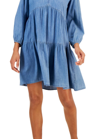 Tommy Hilfiger Women's Tiered Dress Blue Size Medium