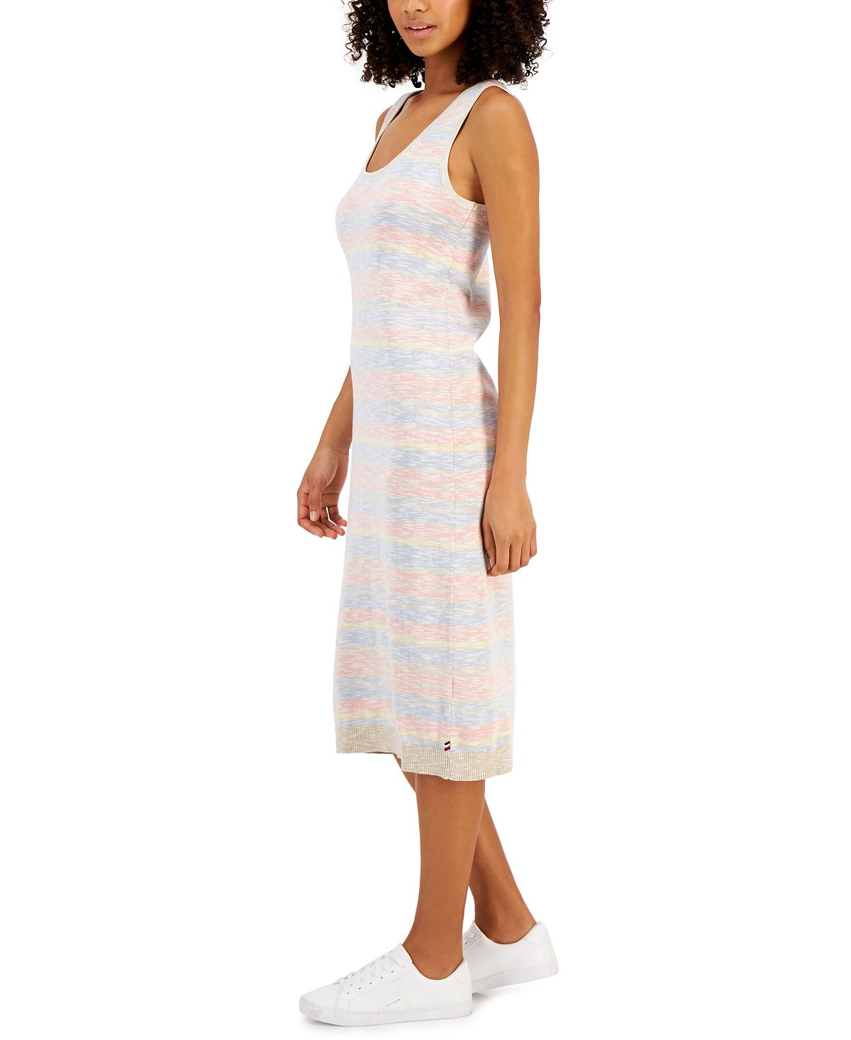 Tommy Hilfiger Women's Cotton Striped Sleeveless Dress Brown Size Small