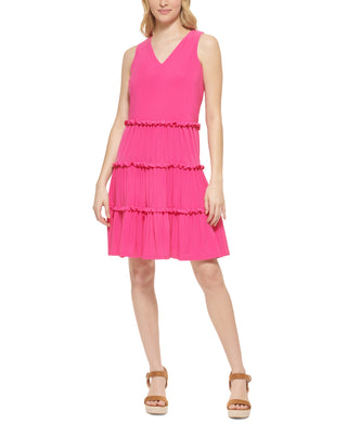 Tommy Hilfiger Women's Tiered Jersey Shift Dress Pink Size 4