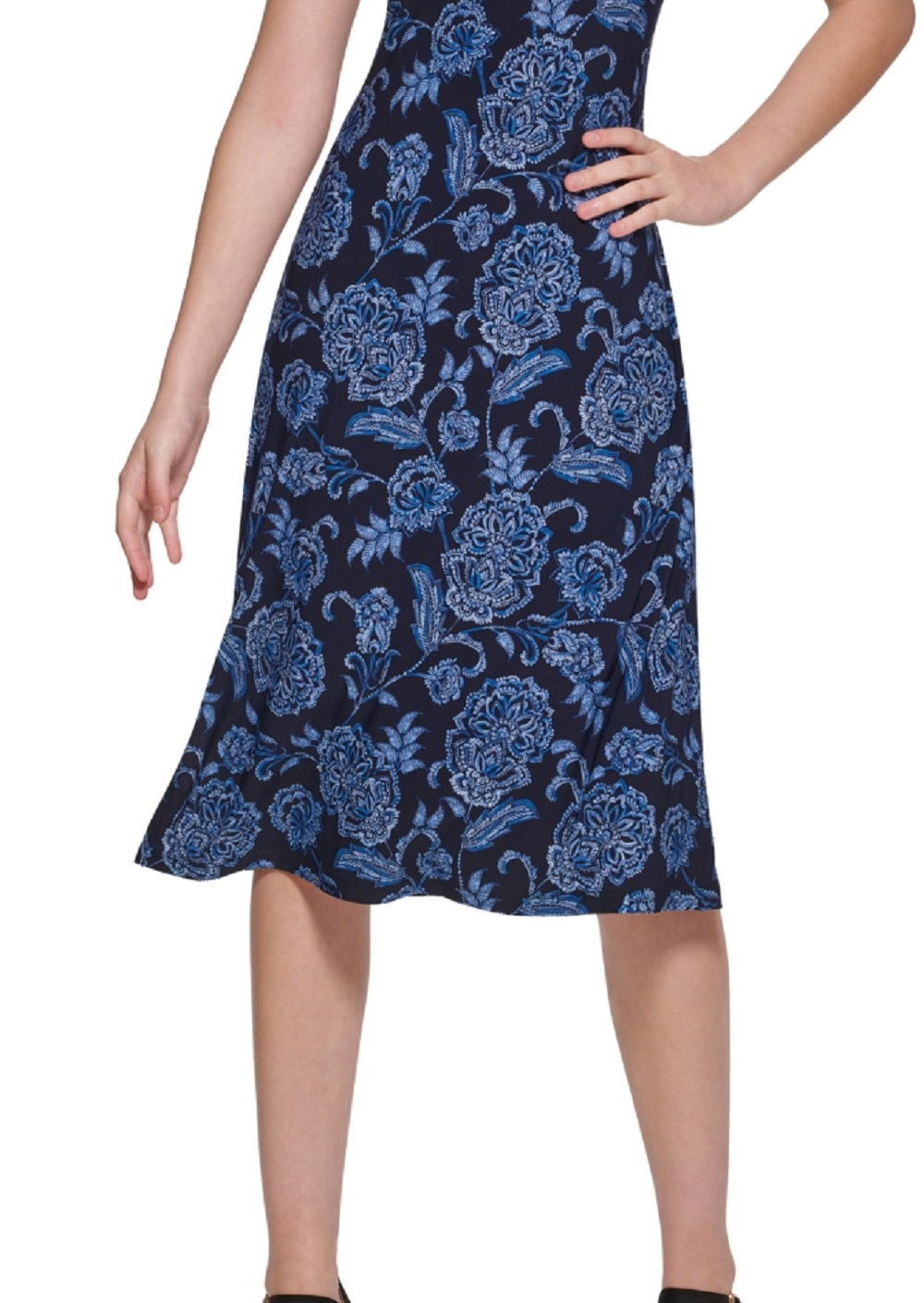 Tommy Hilfiger Women's Zeghora Floral Midi Dress Blue Size 14