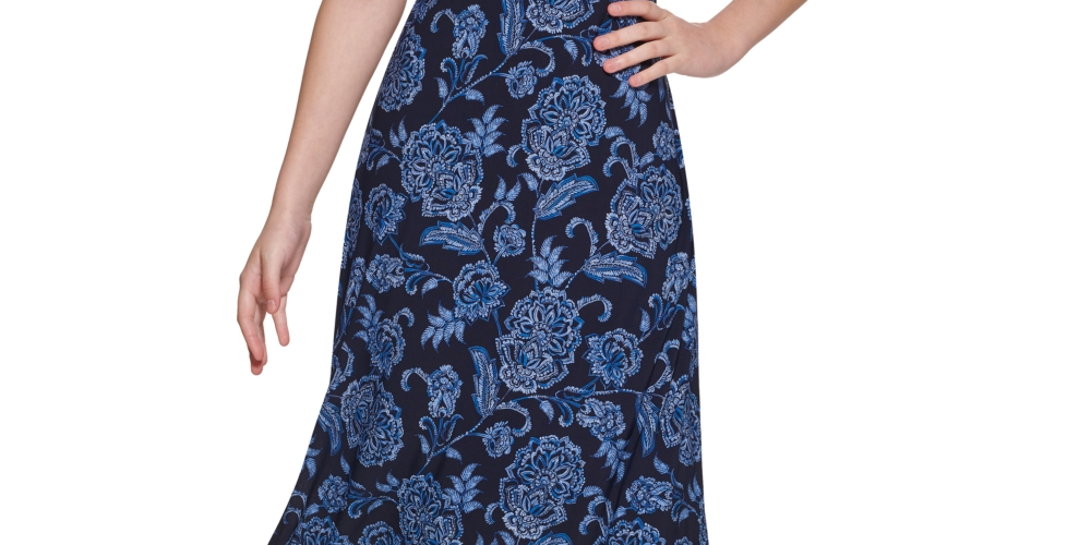 Tommy Hilfiger Women's Zeghora Floral Midi Dress Blue Size 14