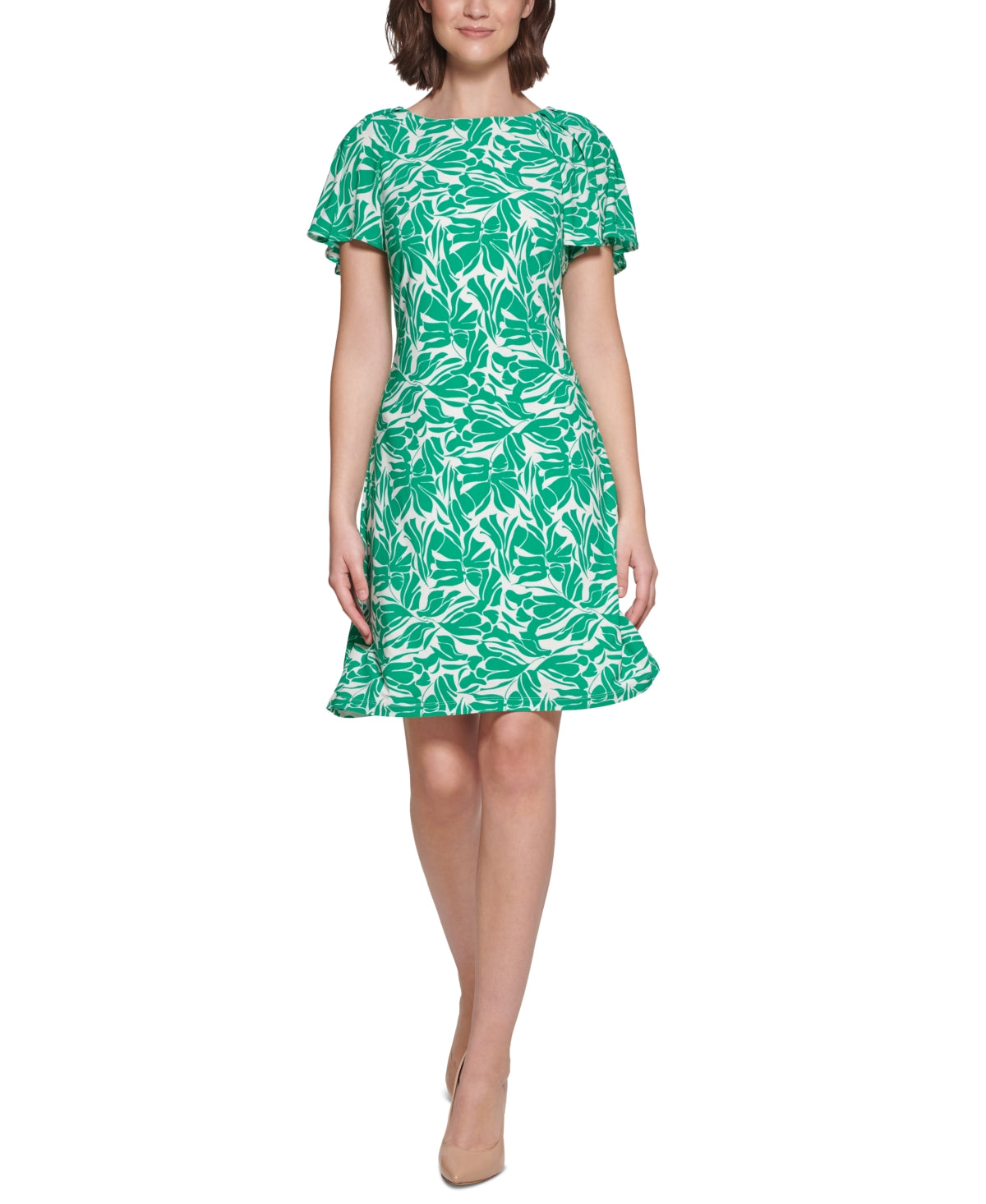 Tommy Hilfiger Women's Flutter Sleeve Jersey Dress White Size 2