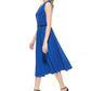 Tommy Hilfiger Women's Belted Pleated Midi Dress Blue Size 8