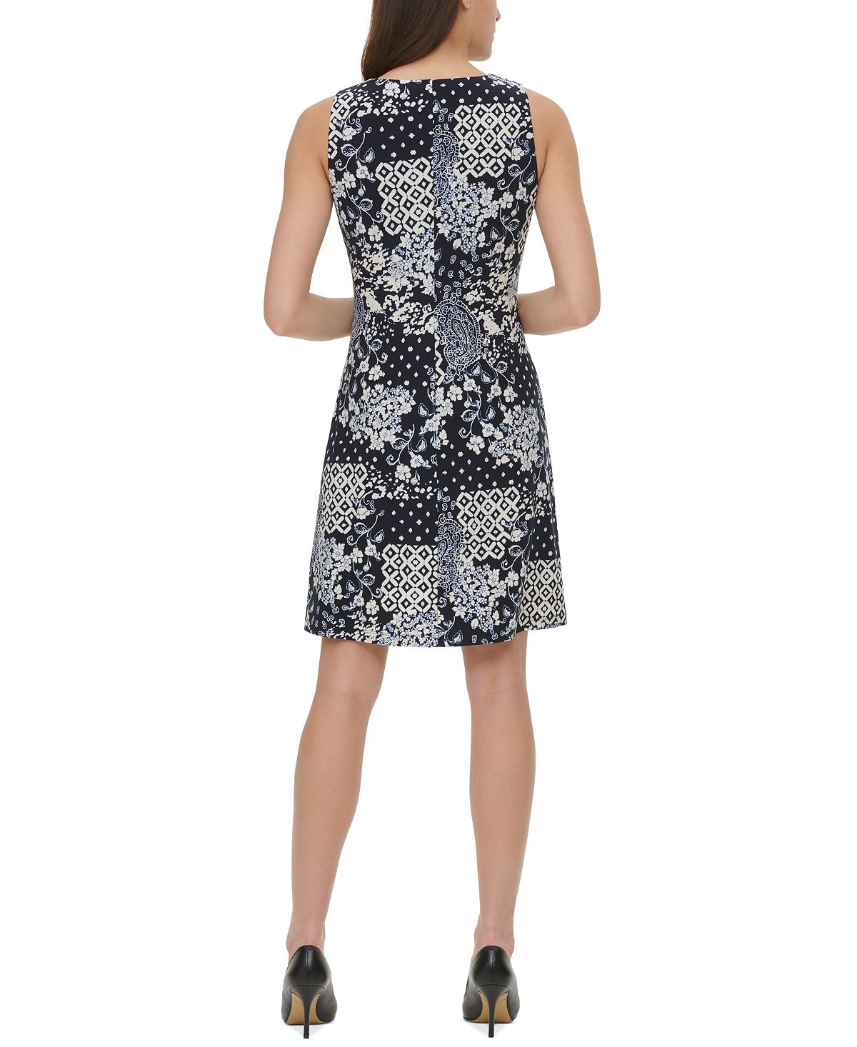 Tommy Hilfiger Women's Bali Patchwork Sheath Dress Blue Size 10Petite