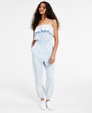 Tommy Jeans Women's Ruffled Jumpsuit Blue Size X-Large