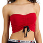 Tommy Jeans Women's Ruched Bandeau Top Red Size Small