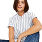 Tommy Jeans Women's Striped Button Front Top Blue Size Medium