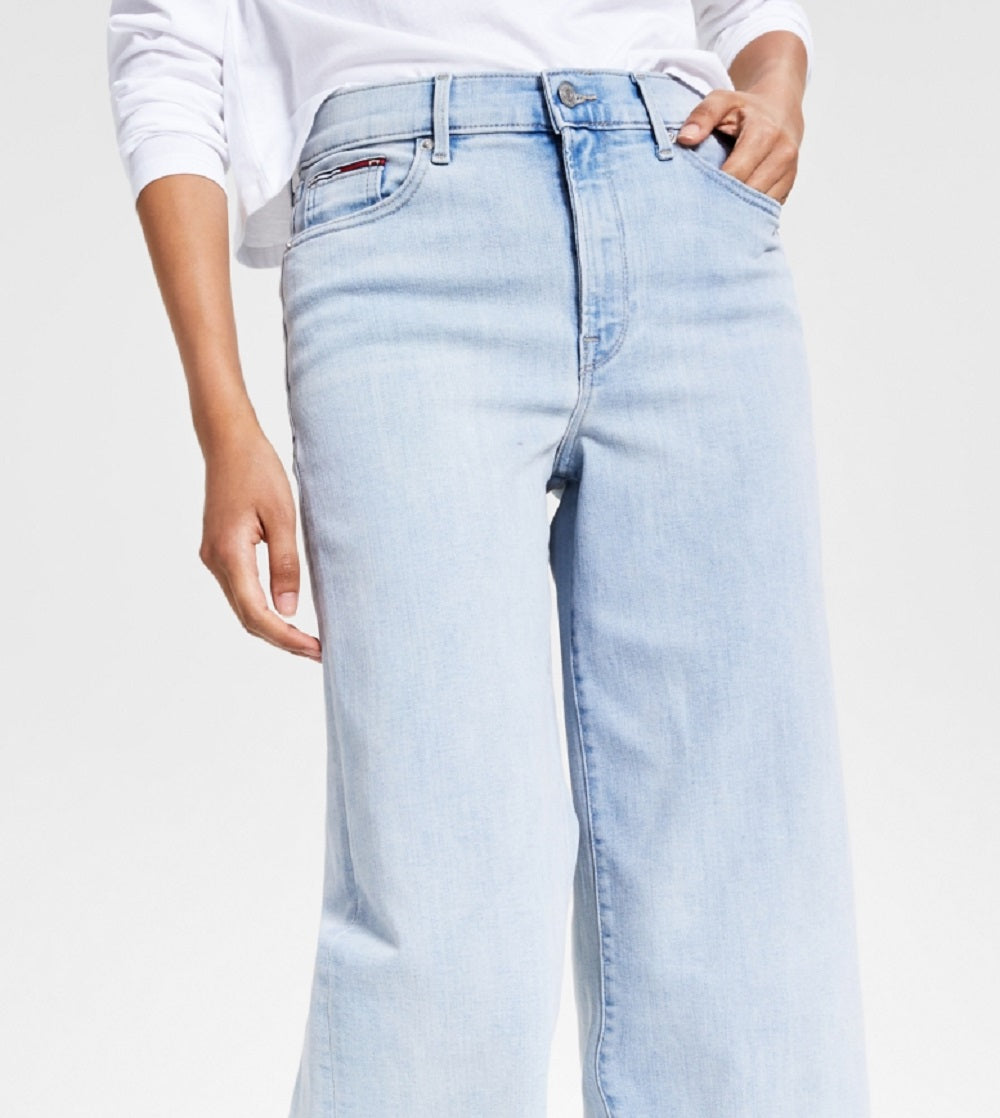 Tommy Jeans Women's High Rise Cropped Wide Leg Jeans Blue