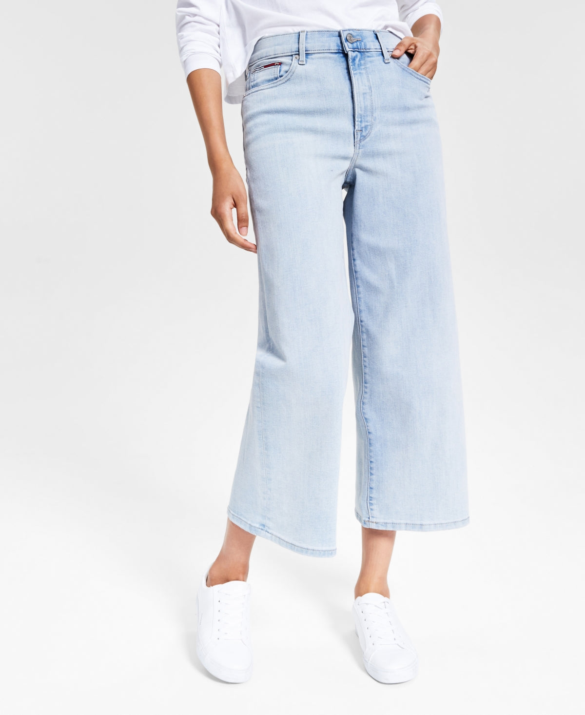 Tommy Jeans Women's High Rise Cropped Wide Leg Jeans Blue Size 26