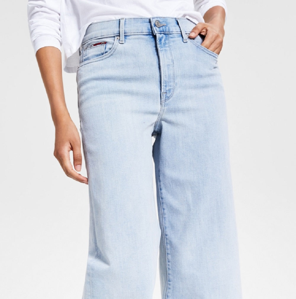 Tommy Jeans Women's High Rise Cropped Wide Leg Jeans Blue