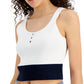 Tommy Jeans Women's Cotton Cropped Colorblocked Sweater Tank Top White Size Large