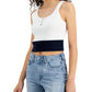 Tommy Jeans Women's Cotton Cropped Colorblocked Sweater Tank Top White Size Large