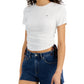 Tommy Jeans Women's Side Ruched Ribbed T-Shirt White Size Small