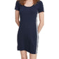 Tommy Jeans Women's Square Neck Ribbed Dress Blue Size Large