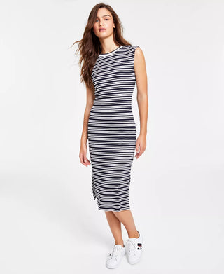 Tommy Jeans Women's Striped Racerback Midi Dress Blue Size Large