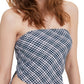 Tommy Jeans Women's Plaid Smocked Scarf Bandeau Top Blue Size Small