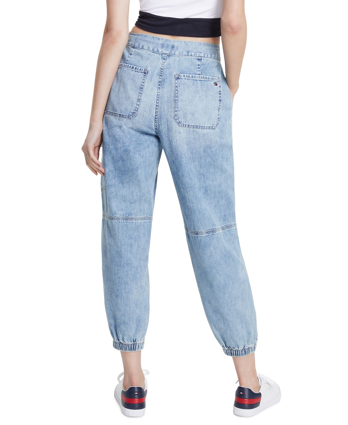 Tommy Jeans Women's Cotton Denim Cargo Joggers Blue Size 29