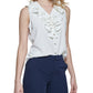 Tommy Hilfiger Women's Crinkle Woven Ruffled Blouse White Size Large