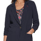 Tommy Hilfiger Women's One Button Ruched Sleeve Blazer Blue Size 4
