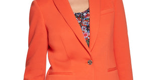 Tommy Hilfiger Women's Roll-Tab Piquba Blazer Orange Size 16